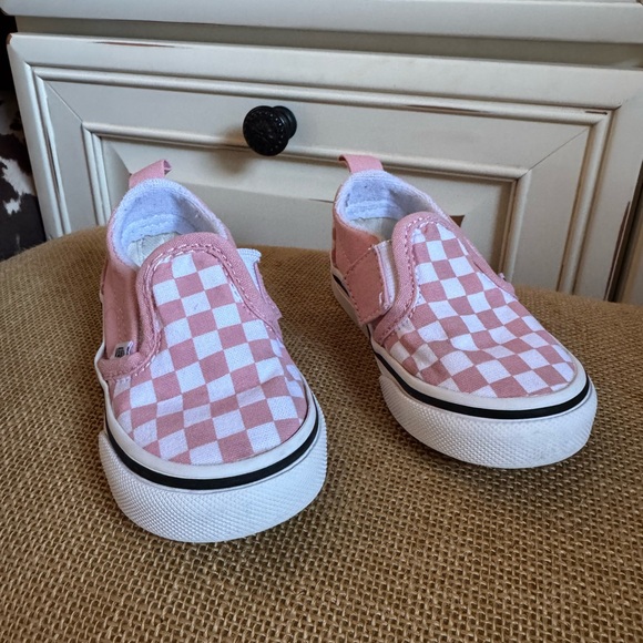 Vans Other - Vans Kids Pink and White Checkered Slip-On Sneakers